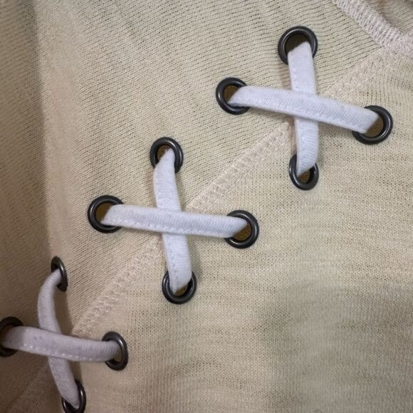 Maurices Long-Sleeve Lace-Up Pullover Sweatshirt Drawstring Hem Gray Trim Size M - Picture 6 of 16